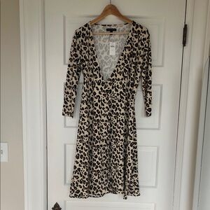 Banana Republic Leopard Print V-Neck Wrap Dress